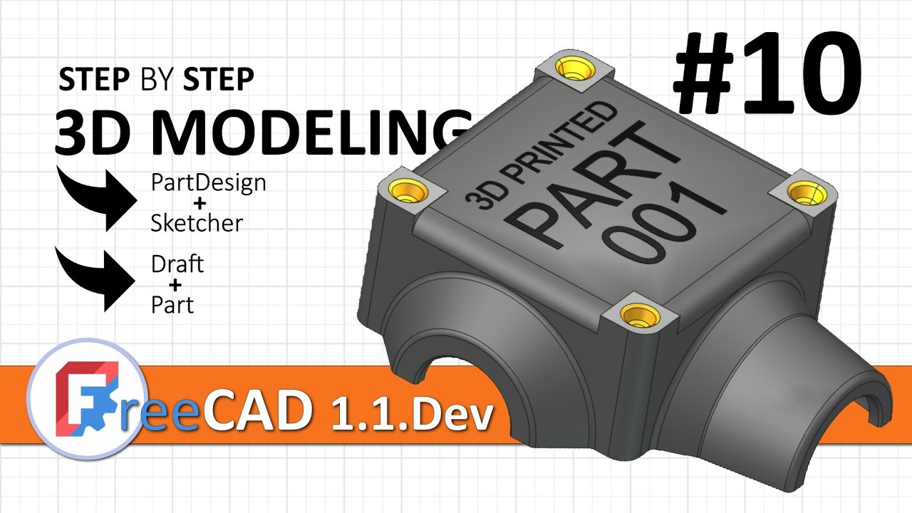 FreeCAD 1.1: 3D-моделирование, упражнение 10 | 3D-текст с верстаком Draft + Part