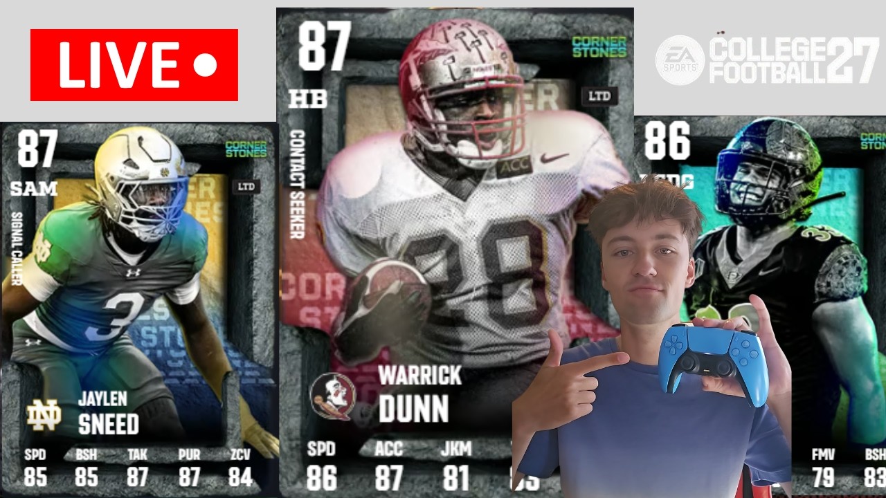 COLLEGE FOOTBALL 27 CORNERSTONES DROP LIVE! GAUNTLET (2-0) GRIND VS SWEATS + MARKET UPDATES NMS!