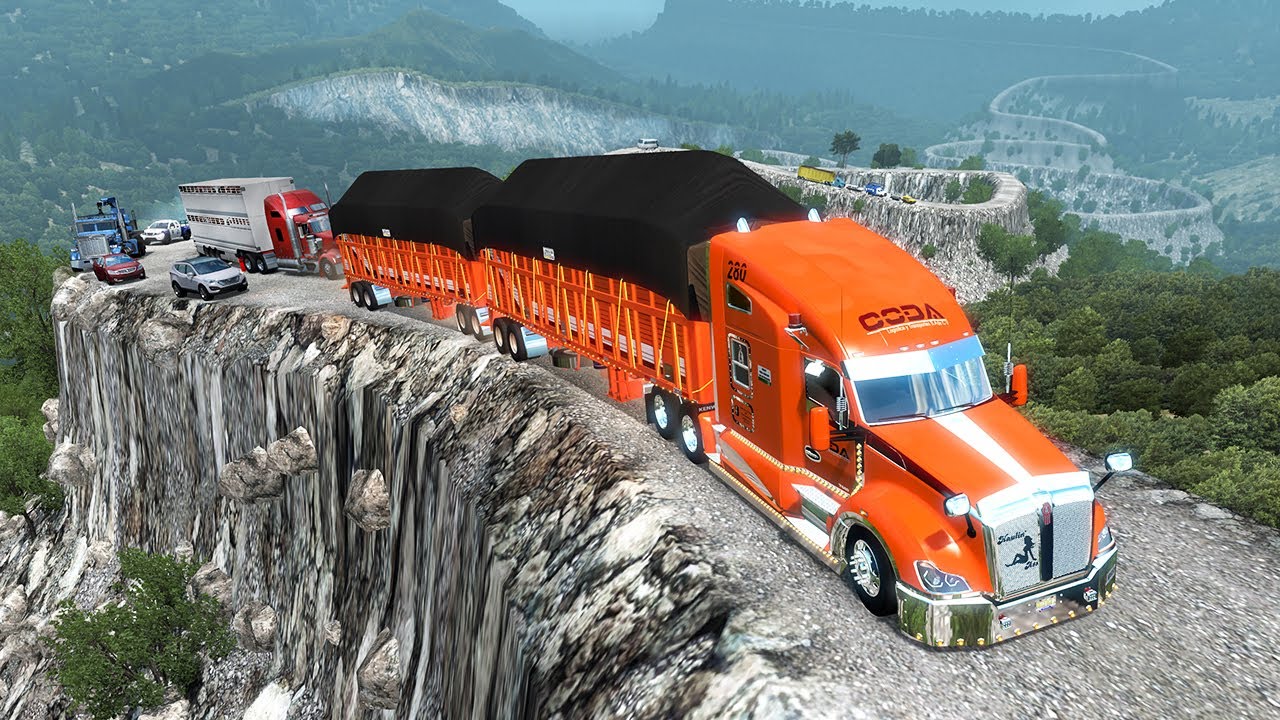 DESAFIÓ CON CAMIONES KENWORTH T680 HONDURAS MUCHOS ACCIDENTES CON DABLE REMOLQUE ATS MOD