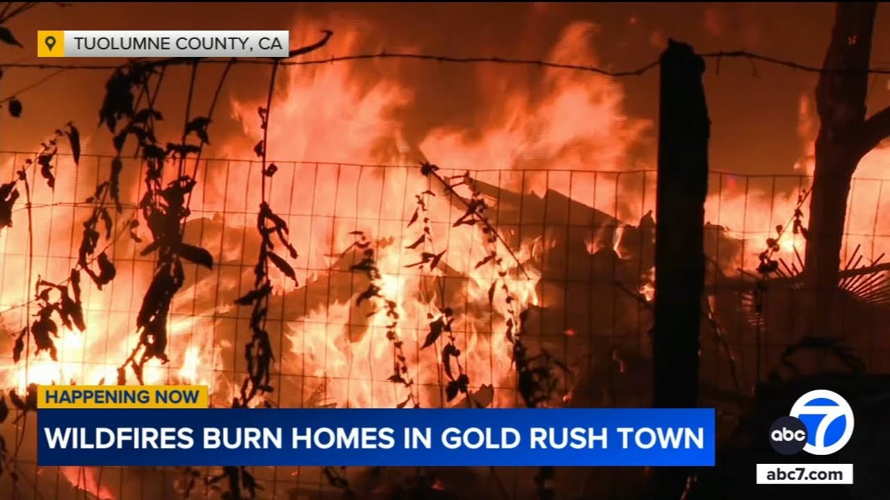 Wildfire sparked by lightning burns historic CA mining town