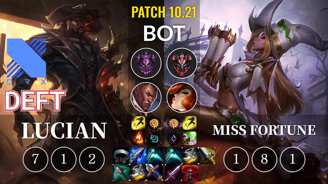 DRX Deft Lucian vs Miss Fortune Bot - KR Patch 10.21