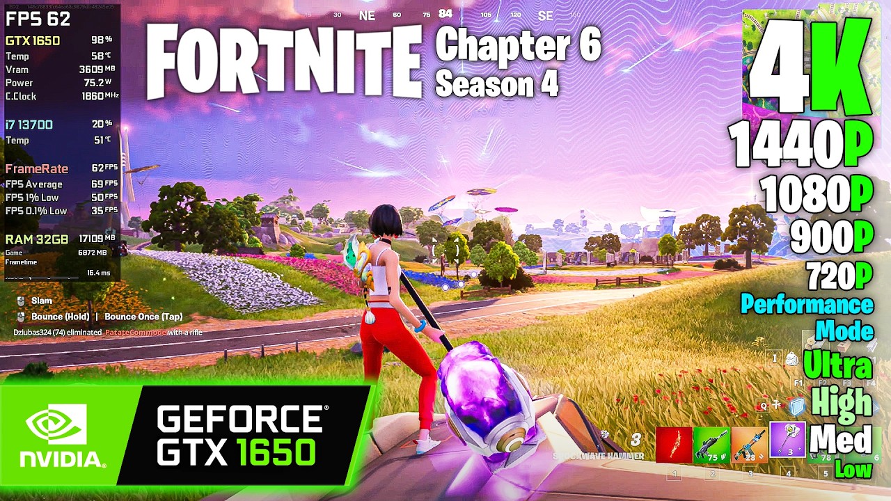 GTX 1650 | Fortnite - Chapter 6 Season 4 - 4K, 1440p, 1080p, 900p, 720p - Ultra, High, Med, Low&hellip;