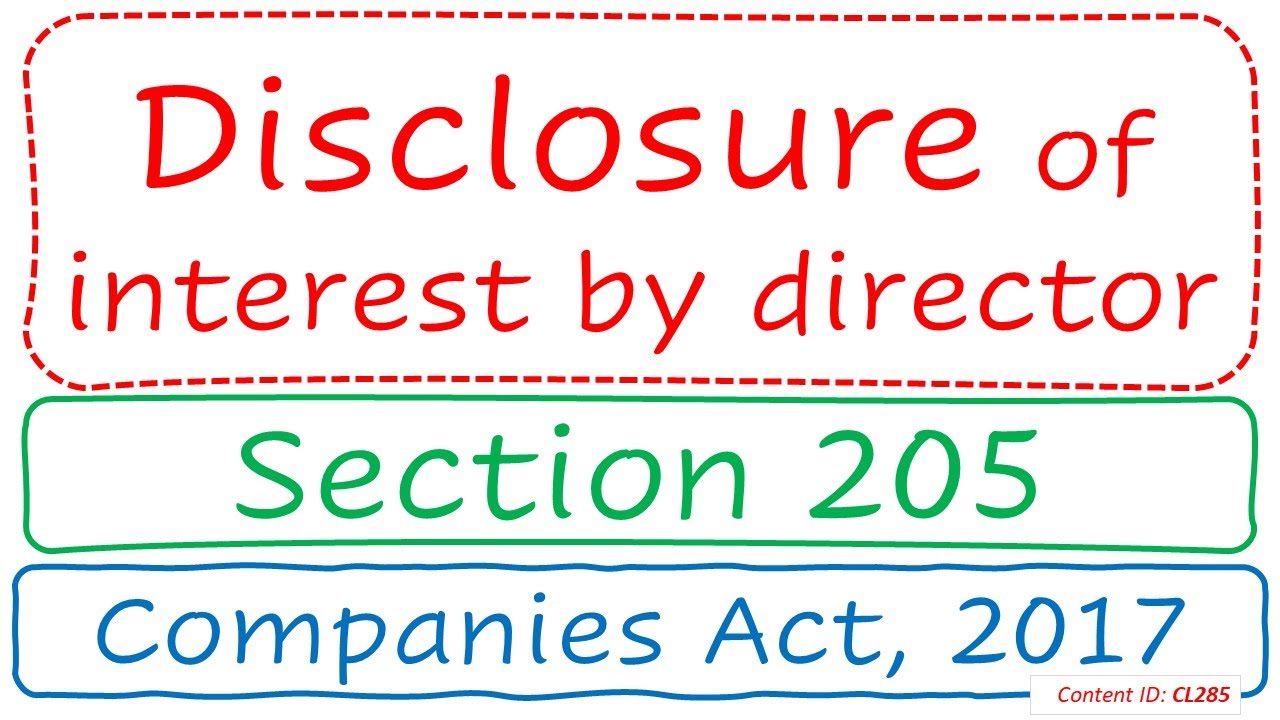 Section 205 Disclosure of interest by director | Companies Act, 2017 (CL285)