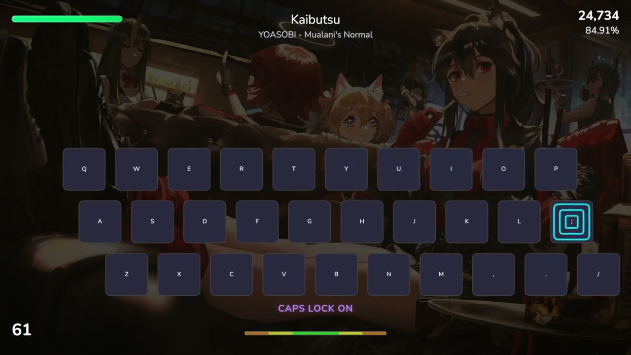 yoasobi - Kaibutsu rhythmtyper silly beginner gameplay