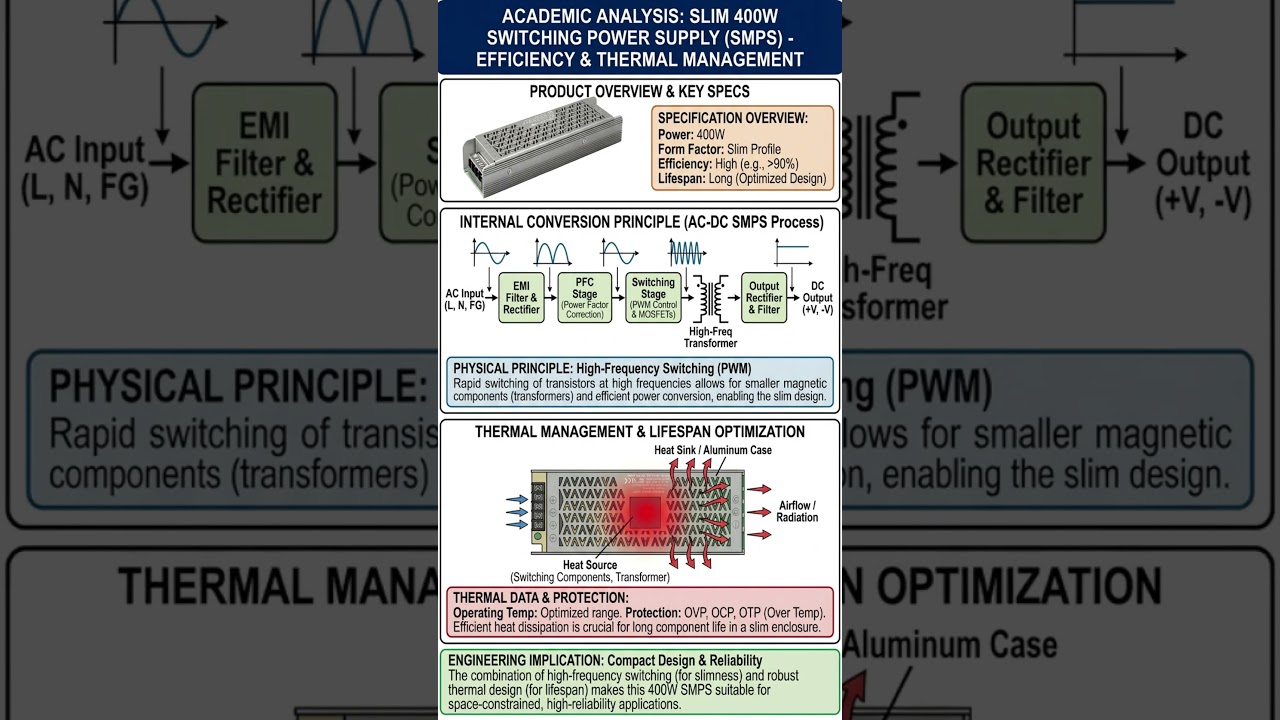 VAA Series 400W Slim Switching Power Supply | Efficiency & Thermal Design