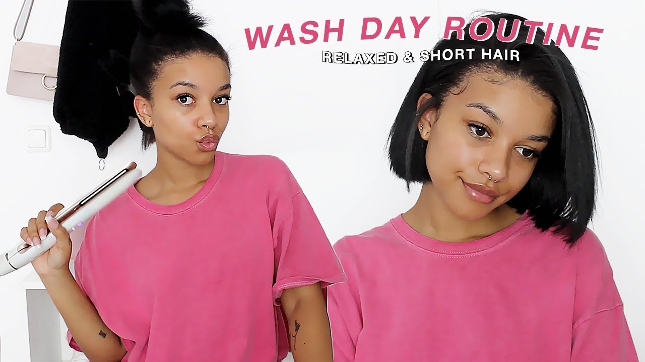 my current wash day routine | short & relaxed hair.