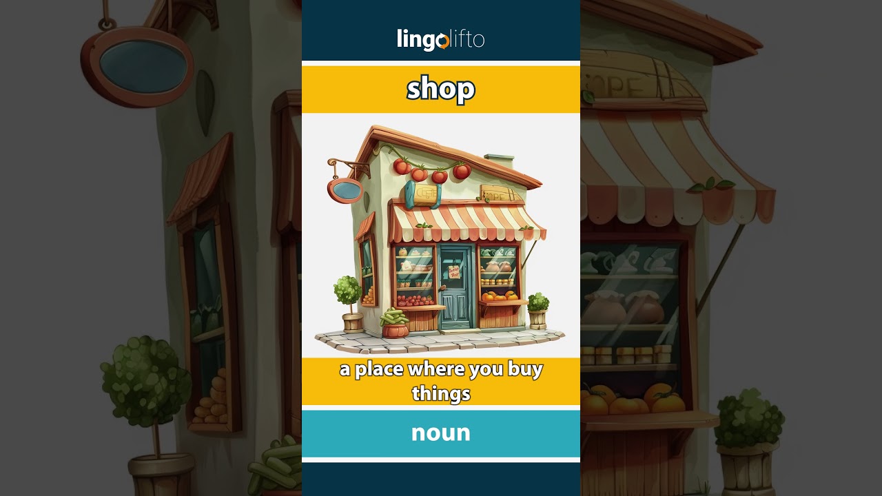 🇬🇧 Shop Meaning : Flash Card : Learn English Vocabulary