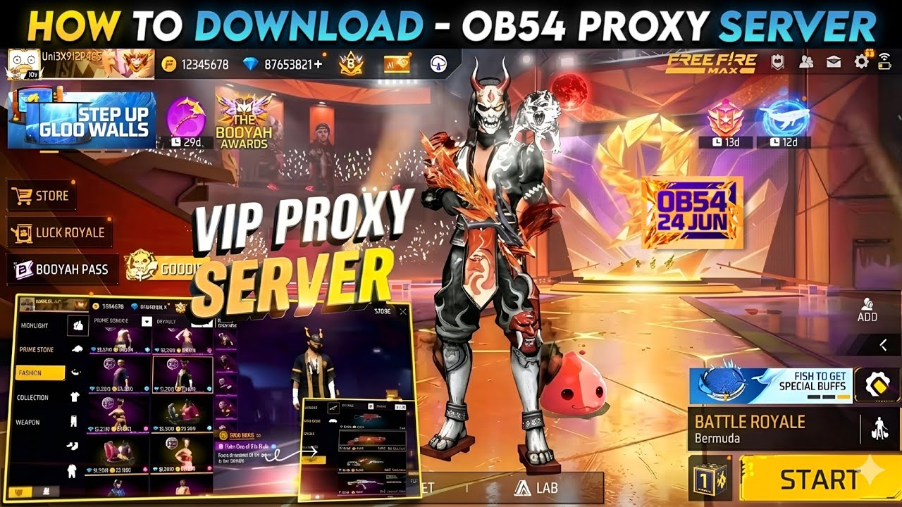 HOW TO DOWNLOAD OB54 PROXY SERVER IN FREE FIRE, HOW TO USE PROXY SERVER IN FREE FIRE, PROXY SERVERFF