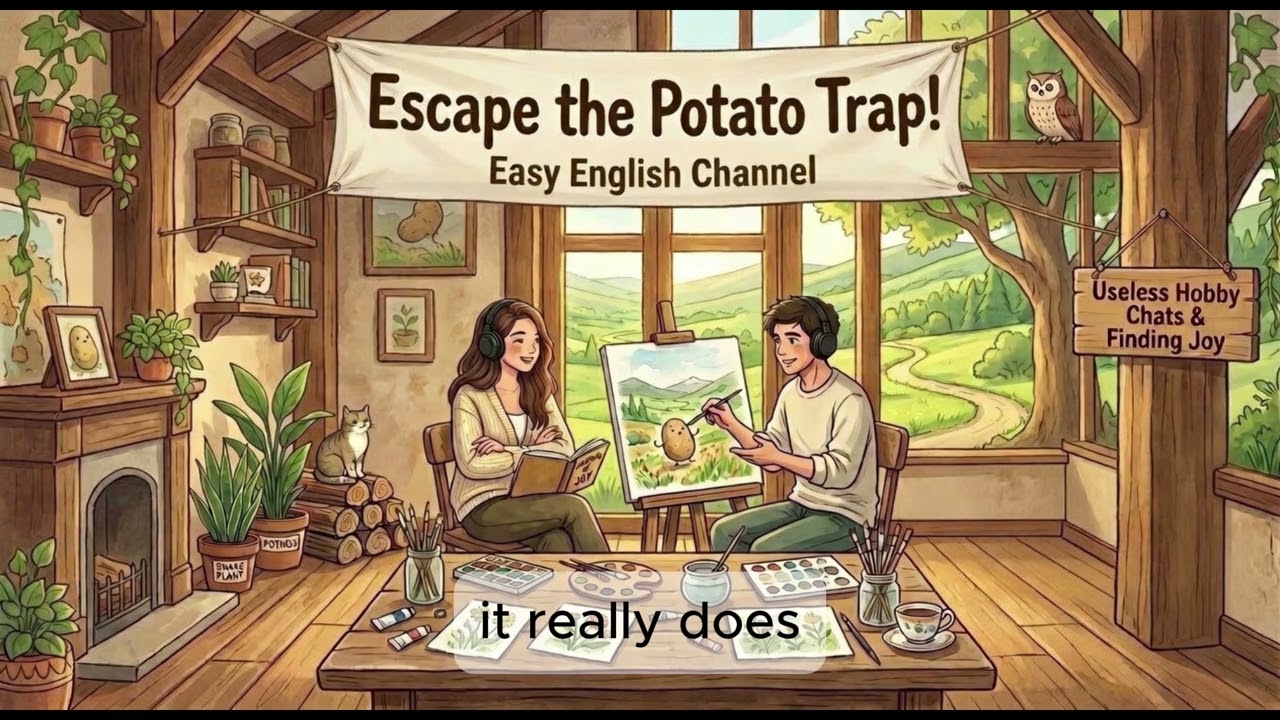 Escape the Potato Trap! Why You Need a Useless Hobby | Easy Engish Learning