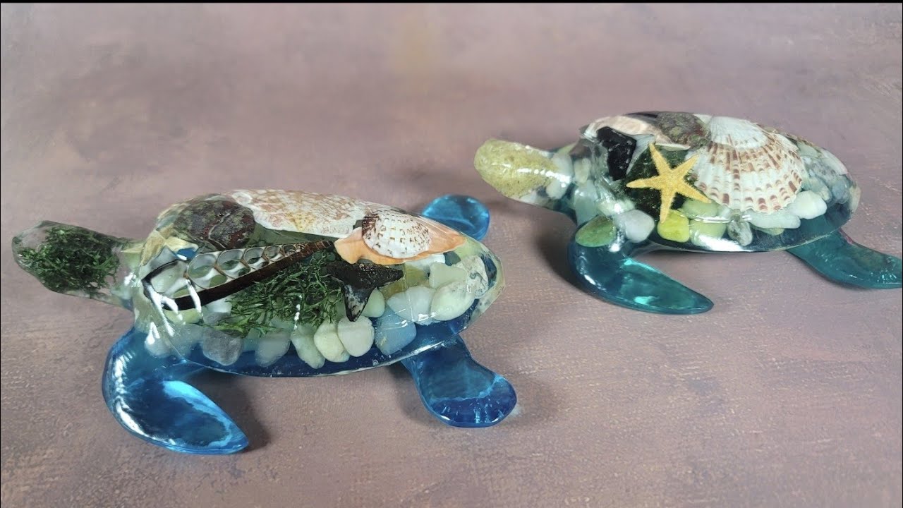 Making ocean inspired sea turtles using epoxy resin