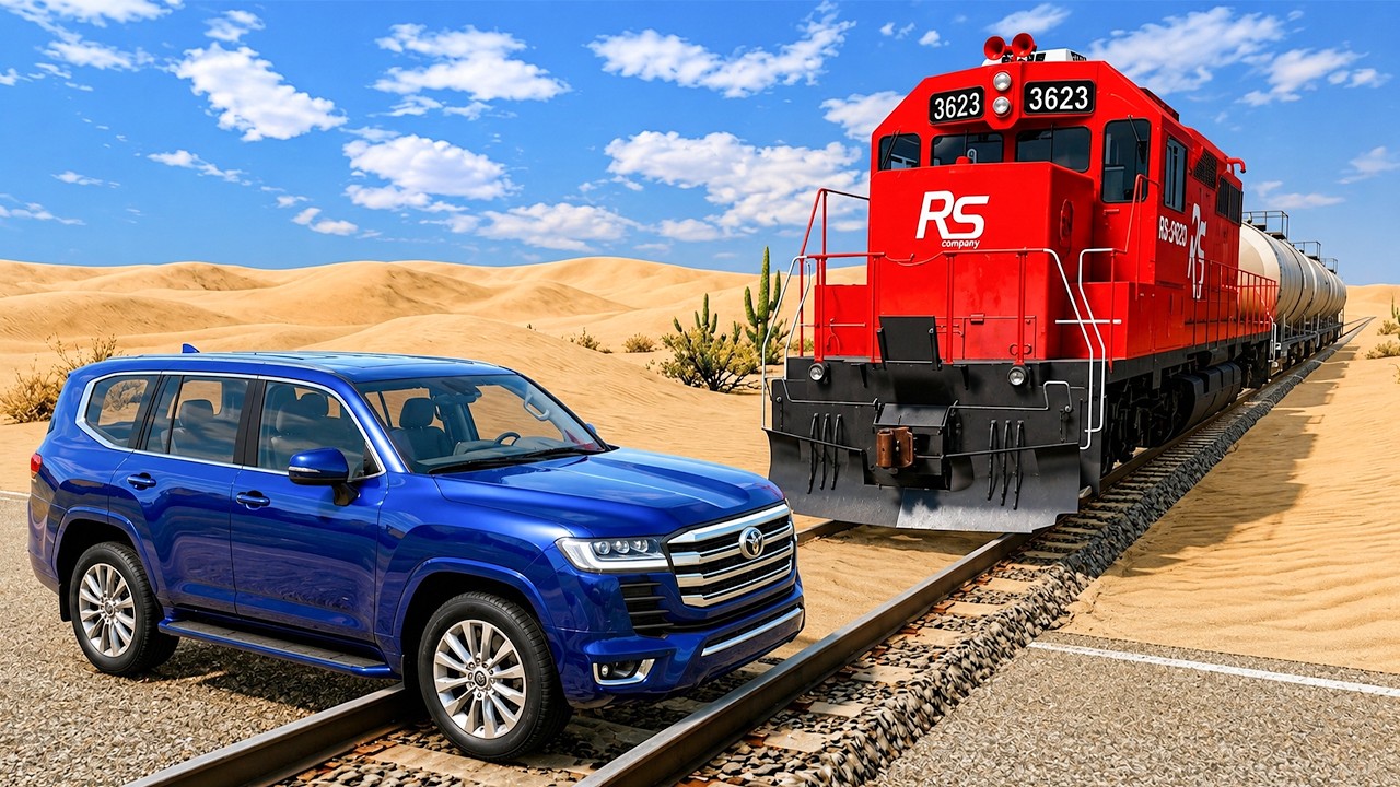 Cars vs Train Tracks Challenge in BeamNG Drive!