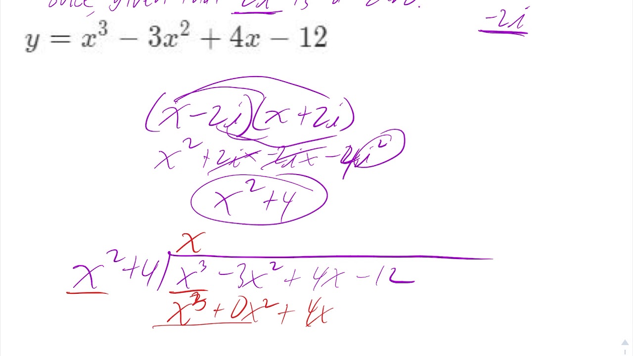 Conjugate root theorem example using long division