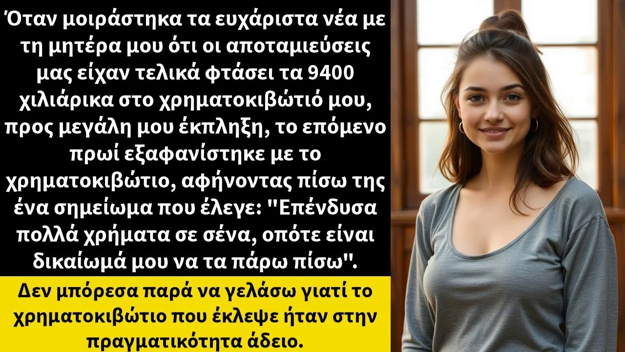 Όταν μοιράστηκα τα ευχάριστα νέα με τη μητέρα μου ότι οι αποταμιεύσεις μας είχαν τελικά φτάσει τ