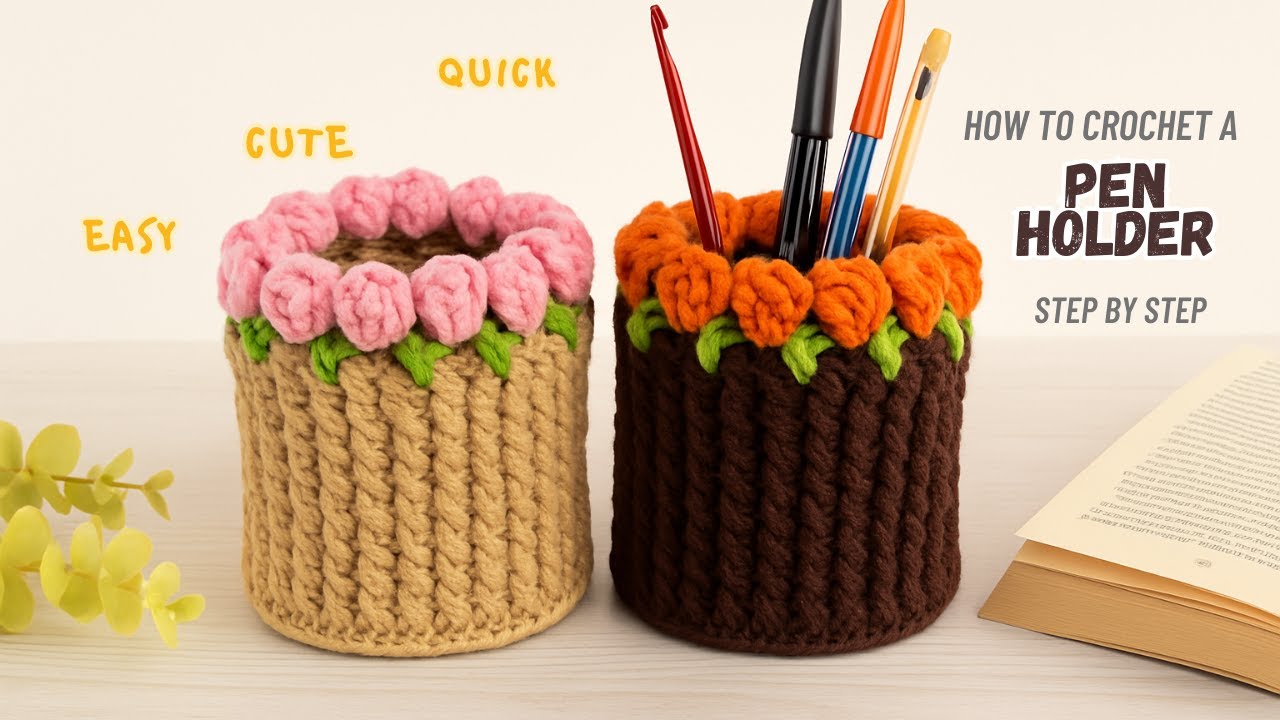 Very easy! Very nice | Crochet a Pen Holder Tutorial