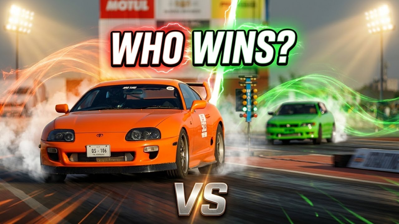 Toyota Supra vs Toyota Mark 2 Drag Race