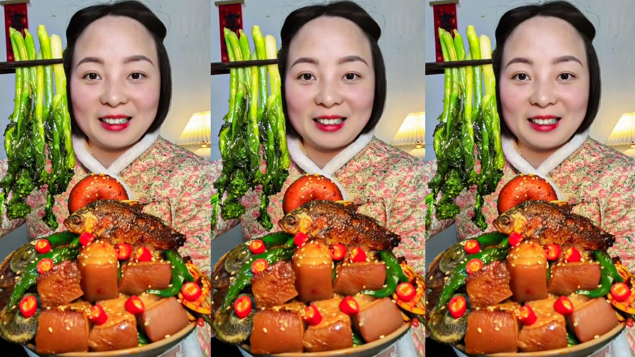 Let’s Eat With Jin Sister Enjoying Braised Pork Belly and Fish | Delicious Home Food