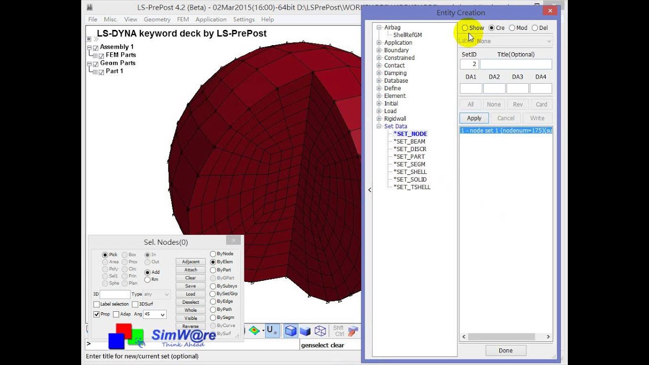 LS-PrePost Workshop11 - Create Node Set/ Segment Set