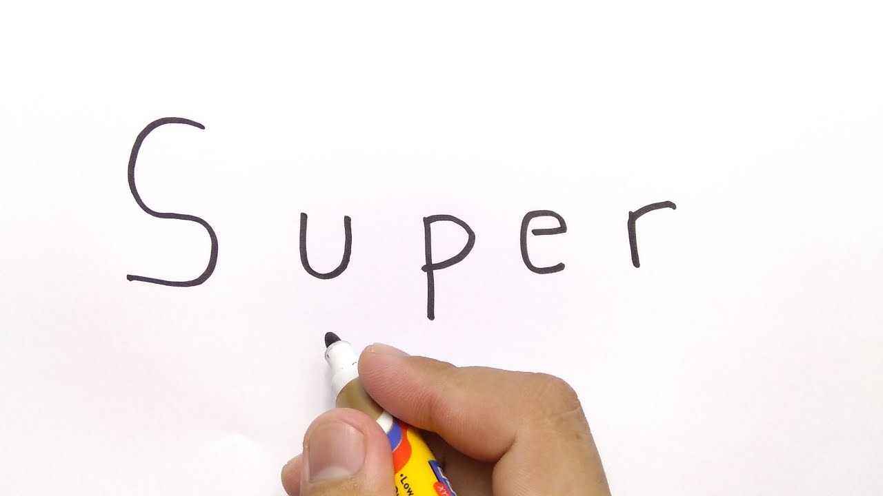 VERY EASY ! how to turn words SUPER into SUPERMAN, CARTOONS for KIDS / learn how to draw