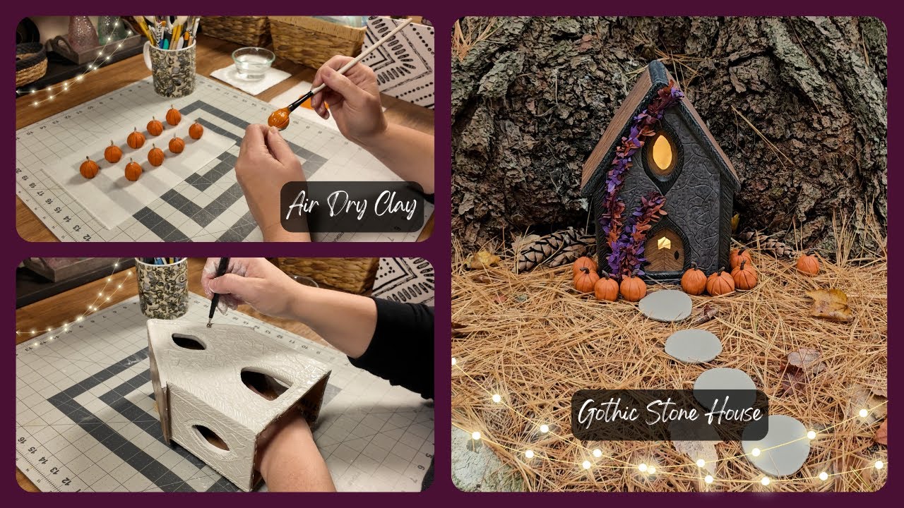 DIY Air Dry Clay Fairy House - Stone House Air Dry Clay Tutorial - How to Make a Miniature House