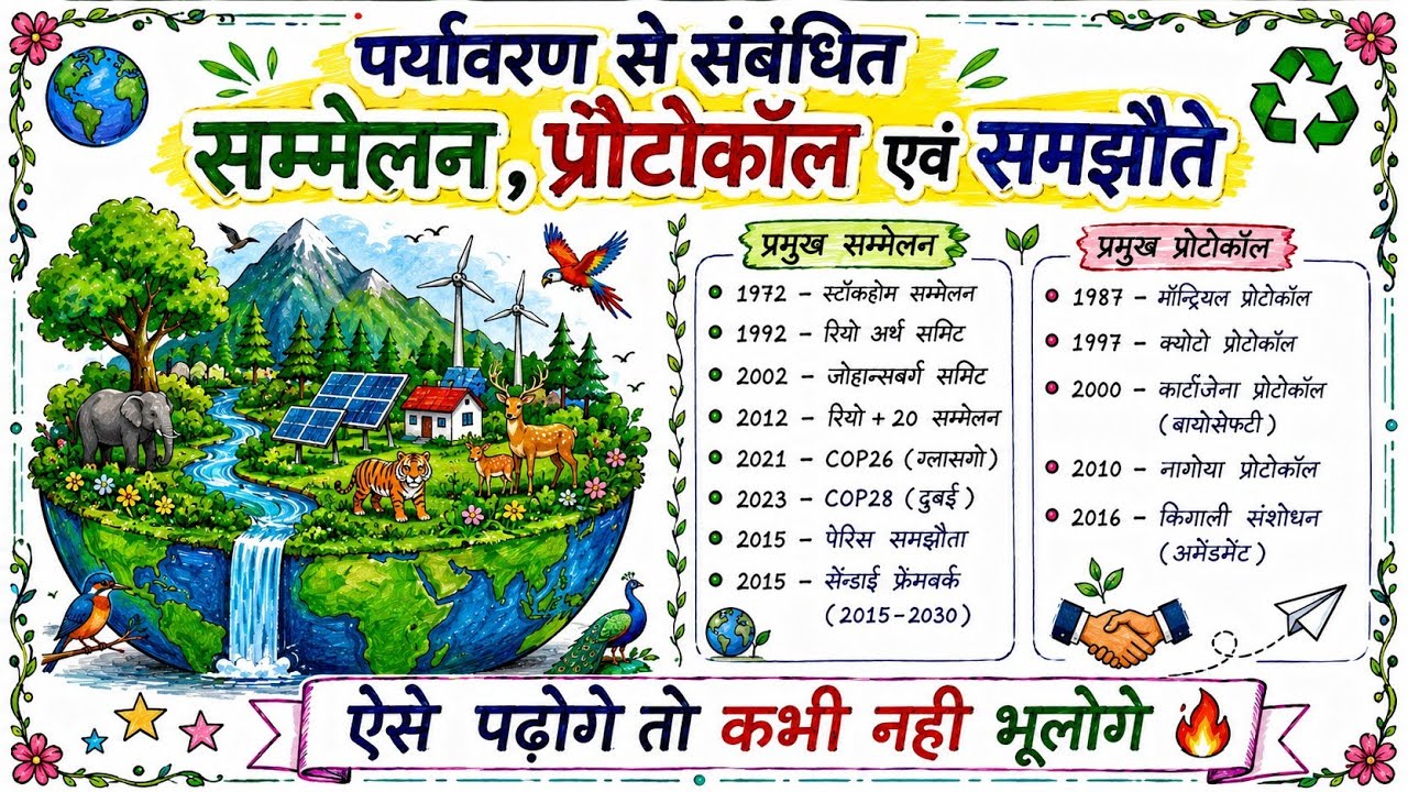 प्रमुख पर्यावरण सम्मेलन, प्रोटोकॉल एवं संधियां | Environment Confrence | Ramsar , Stockholm, Kyoto 