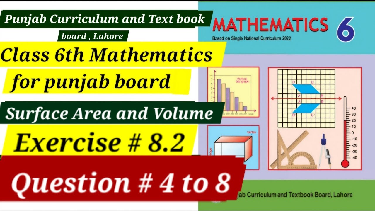 Class 6 Maths| Ex # 8.2| Q # 4 to 8| Surface Area and Volume| Punjab Book 2024-25 | Unit 3 New Book