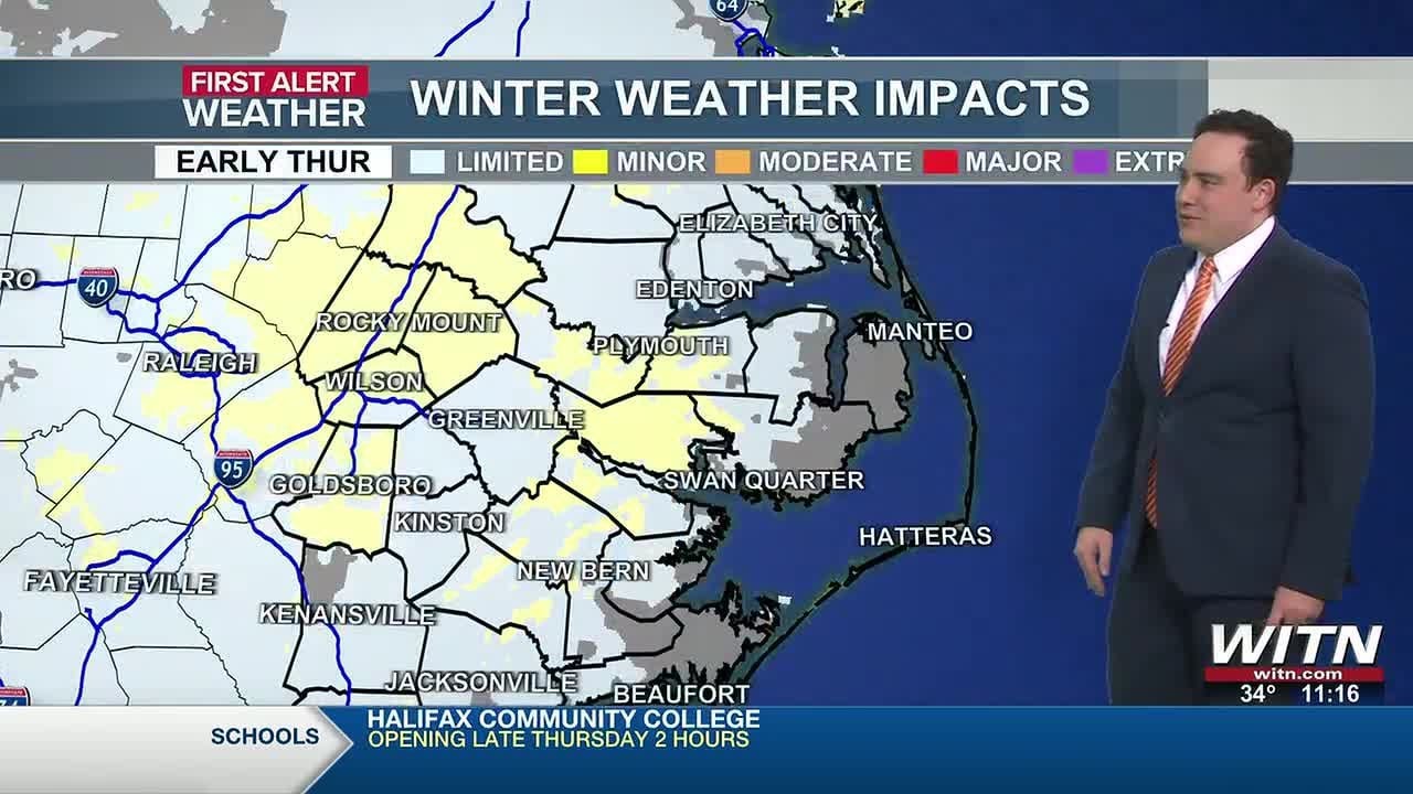 Watch for slick spots Thursday morning