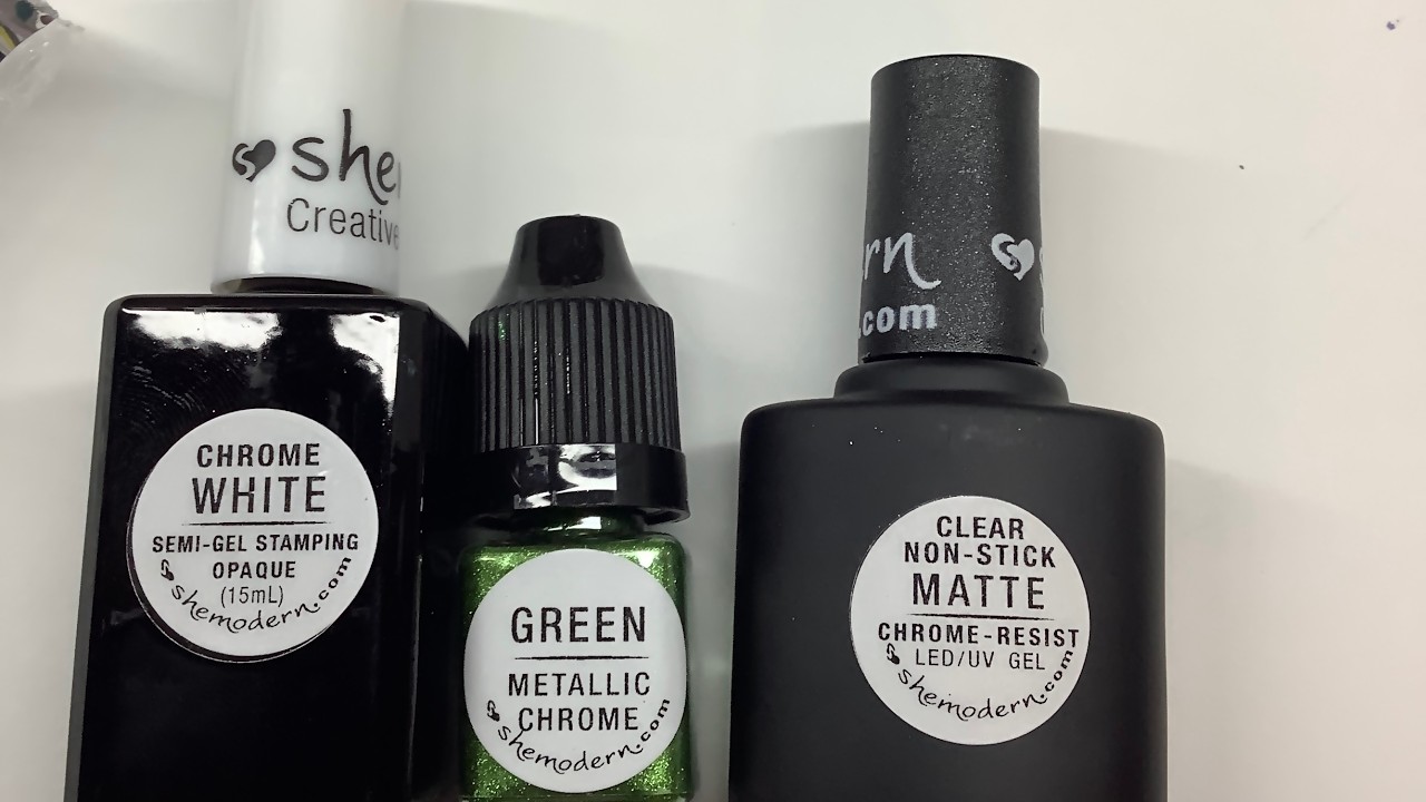 Giveaway!🎁 testing @SheModern white opaque chrome with non stick matte with green metallic chrome