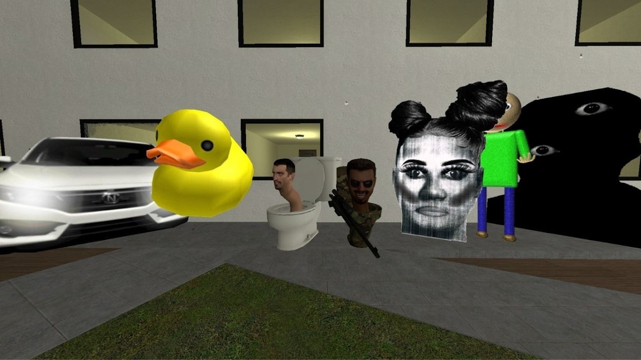 Quack Vehicle Angry Obunga Old Baldi VS Skibidi Toilet In The Fun Hotel Nextbot Gmod  #Nextbot #Gmod