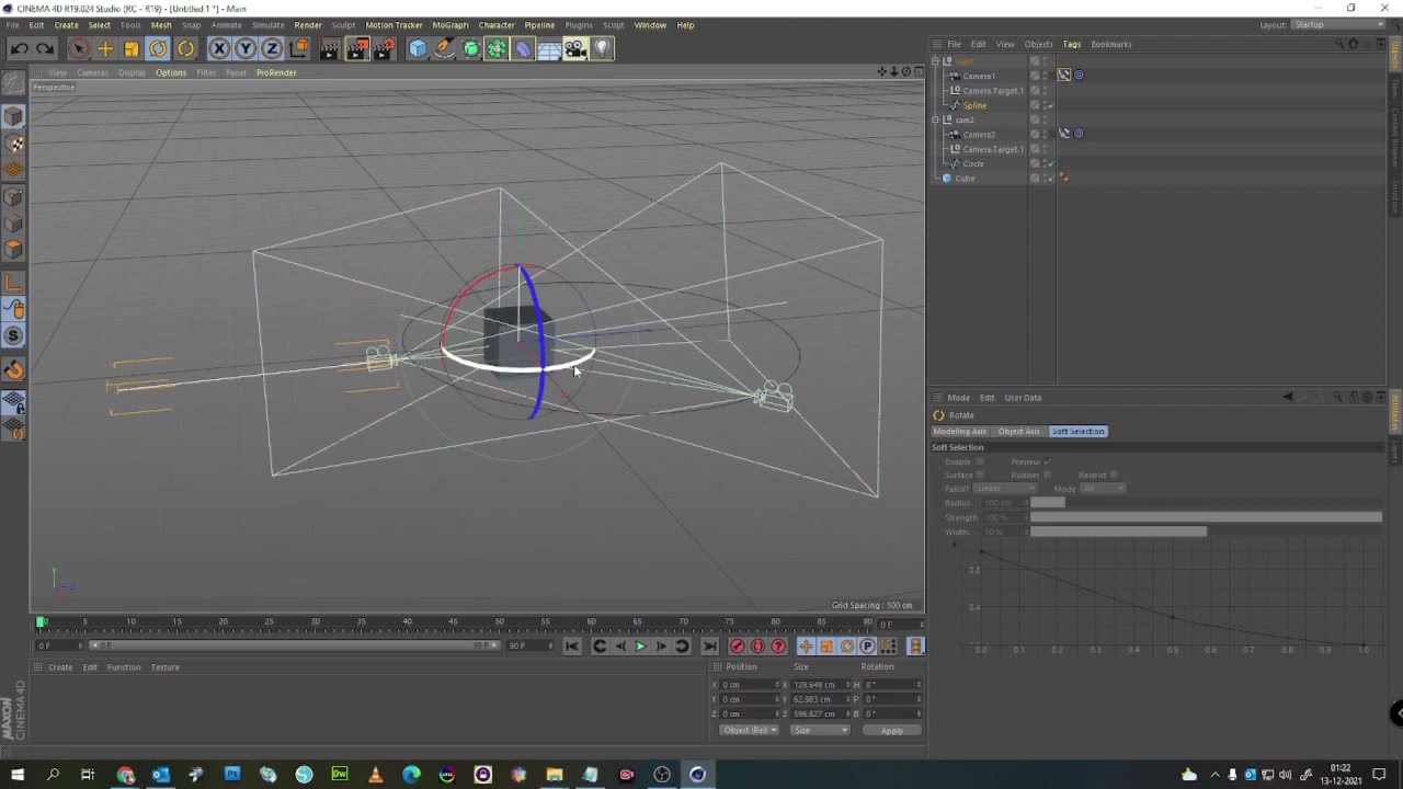 Cinema 4D Camera SPLINE and MULTI Camera Record switching Camera Tutorial