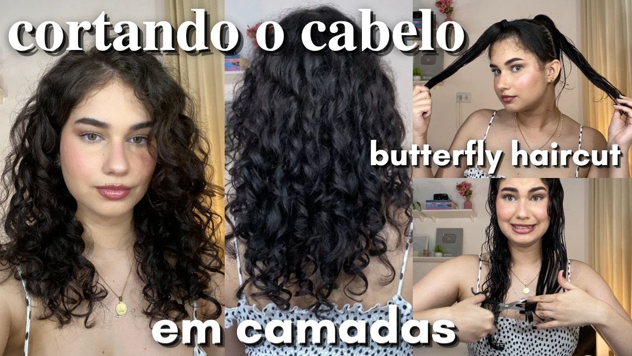 CORTANDO O CABELO SOZINHA EM CAMADAS (butterfly haircut) | ondulado/cacheado