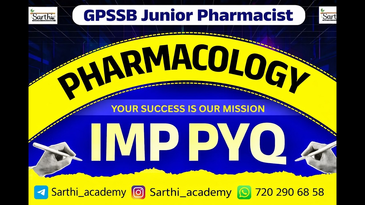 Junior Pharmacist Pharmacology IMP PYQ  | Most Important Questions