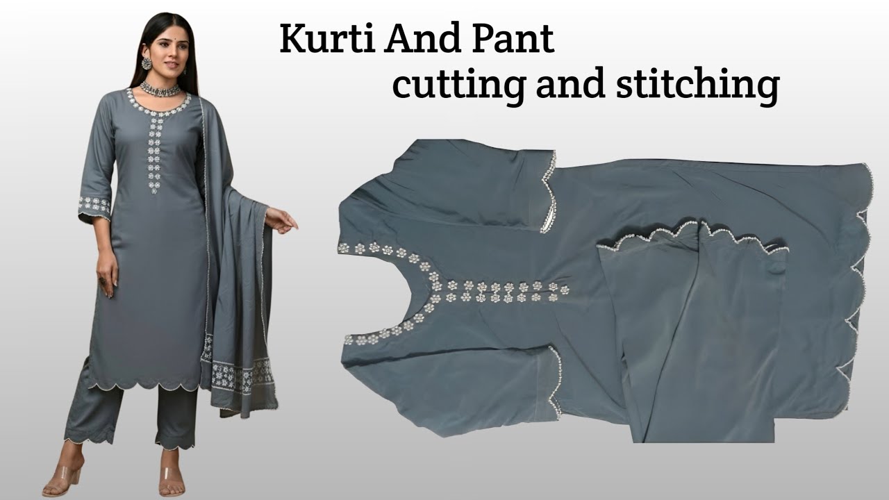 Trendy Neck Design With Pearls||Pearl Neck Design for Kurti and pant/ cutting And Stitching/ apshi 