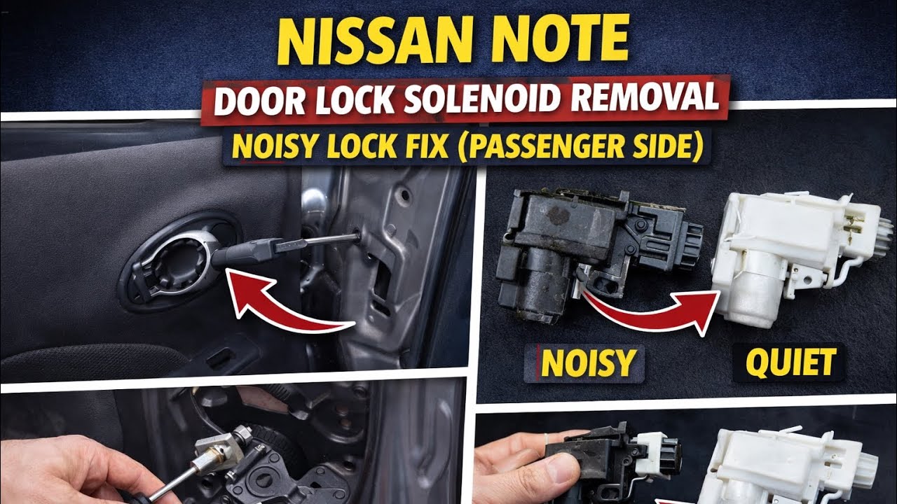 Nissan Note 2009 passenger side Door lock solenoid noisy removal