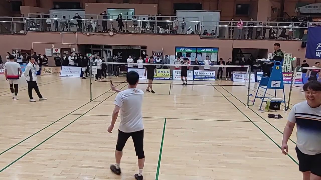 🏸안산시 협회장기 배드민턴 대회 40대B조 남복 예선2경기 둔배미클럽 김용한&김문태