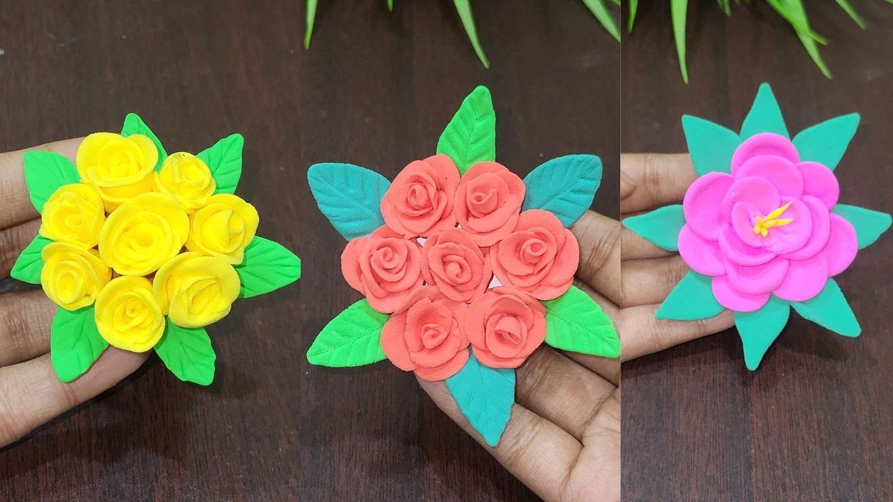 Simple Clay Flower Crafts Ideas for Beginners || Handmade Clay Flower Making Ideas