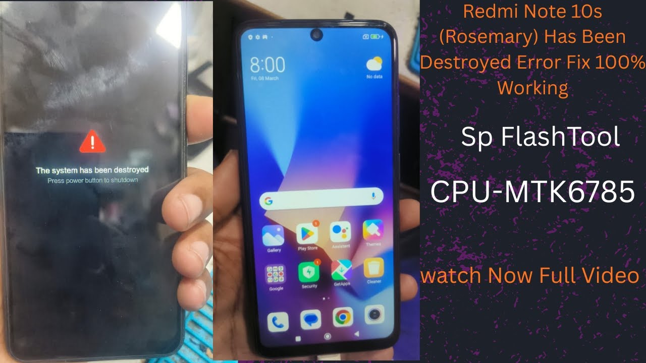 Redmi Note 10s rosemary system has Been Destroyed Error Fix 100% Working Sp FlashTool