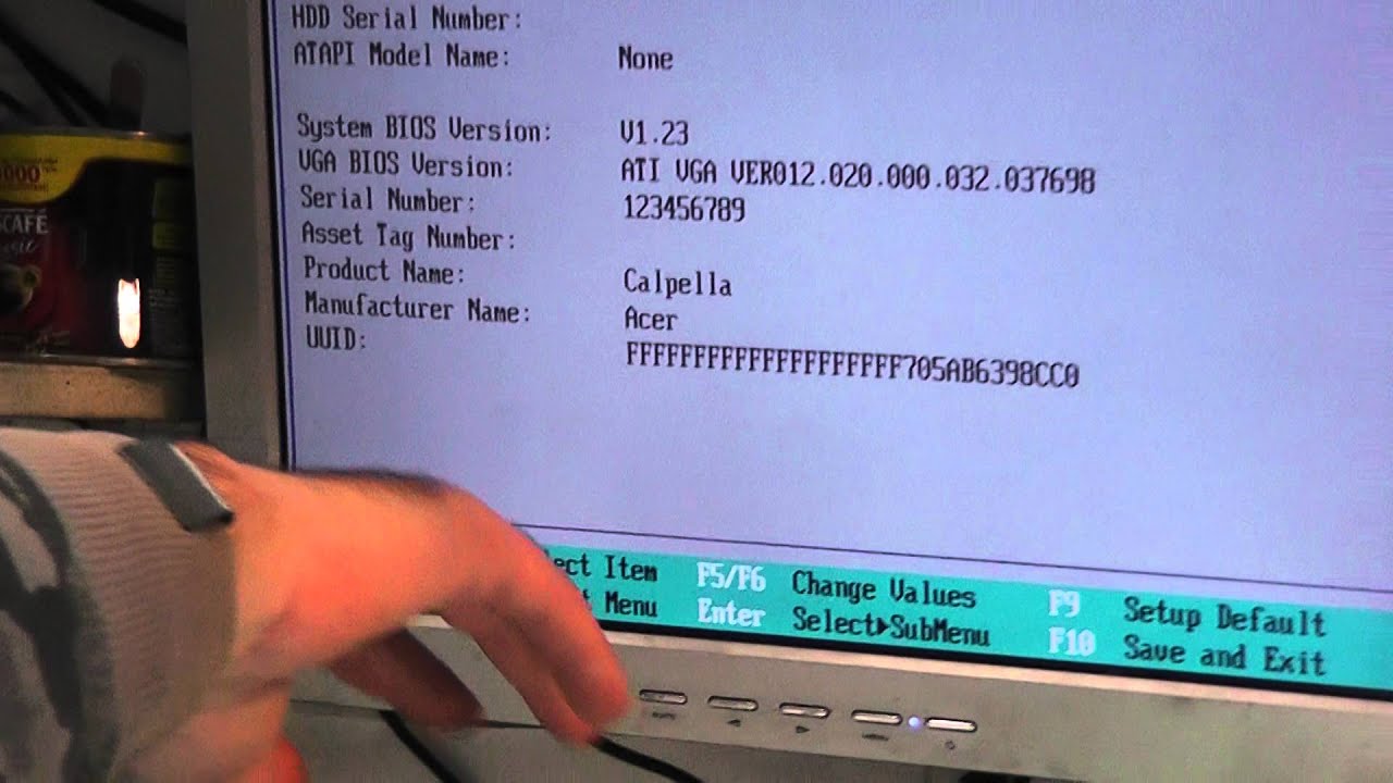 Восстанавливаем  после прошивки Bios на Acer Aspire 5741G Serial, Product, TAG UUID