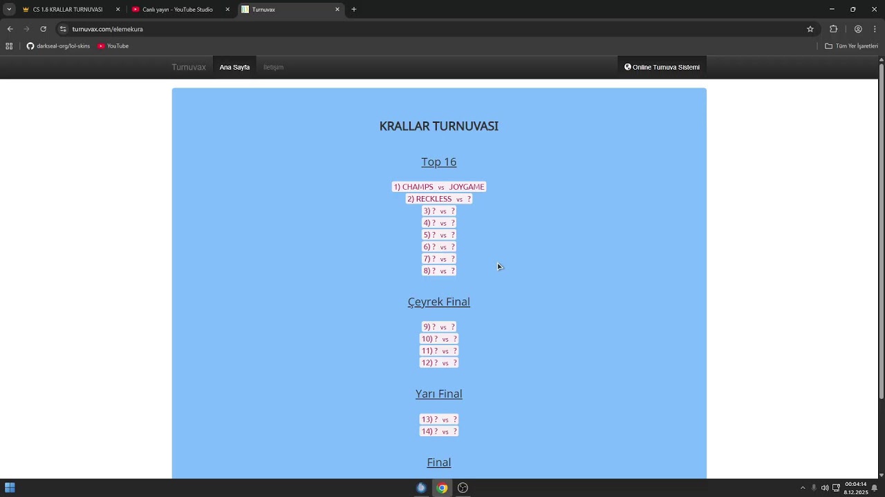 CS 1.6 KRALLAR TURNUVASI KURALARI