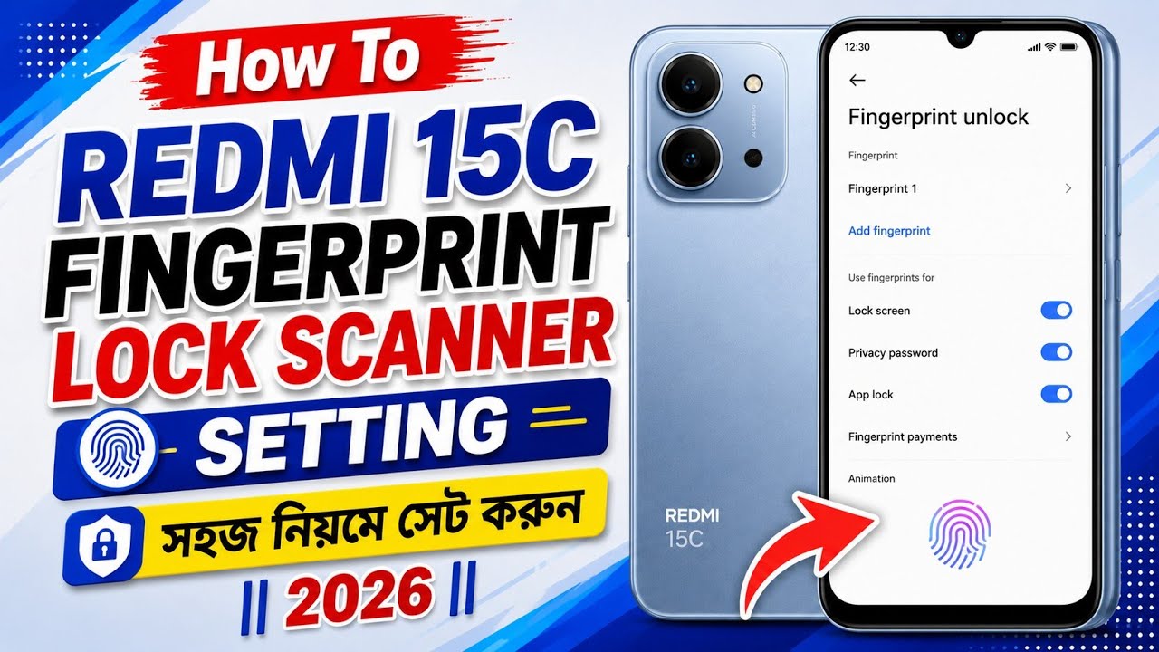 How To Redmi 15C Fingerprint Lock  scanner   Setting ||2026 