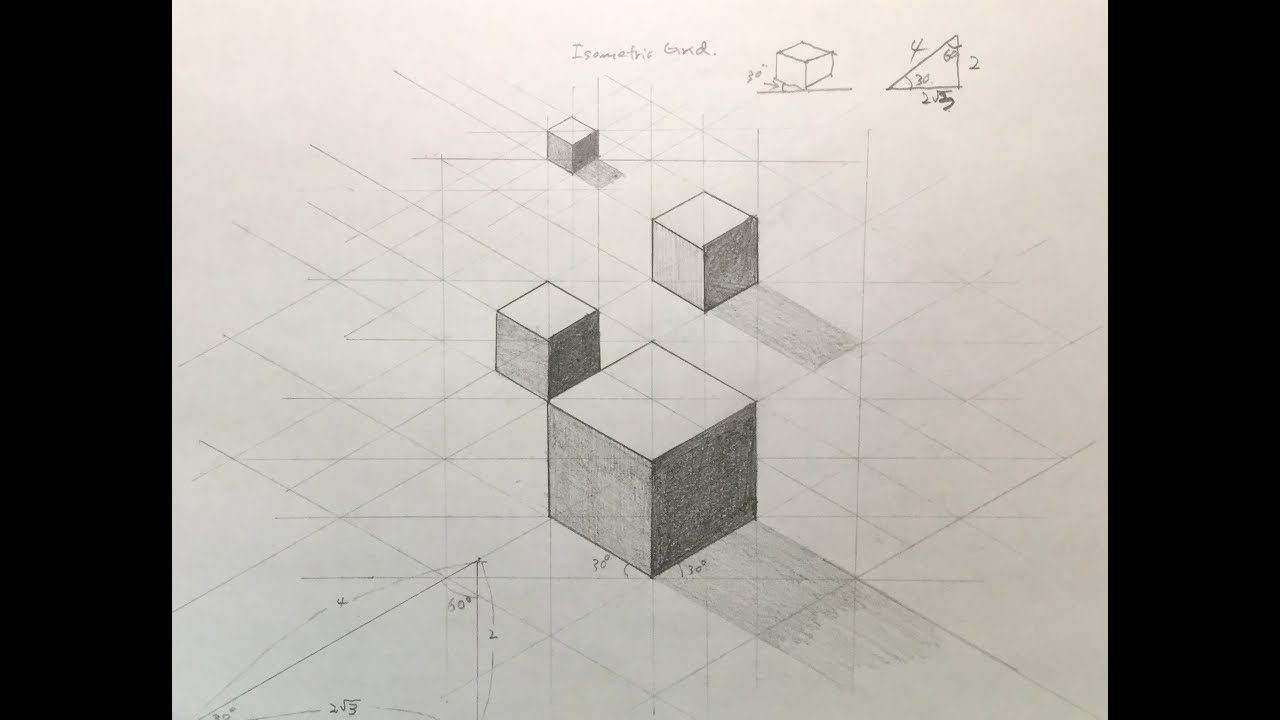 How to draw Isometric Grid and a Cube, Basic.