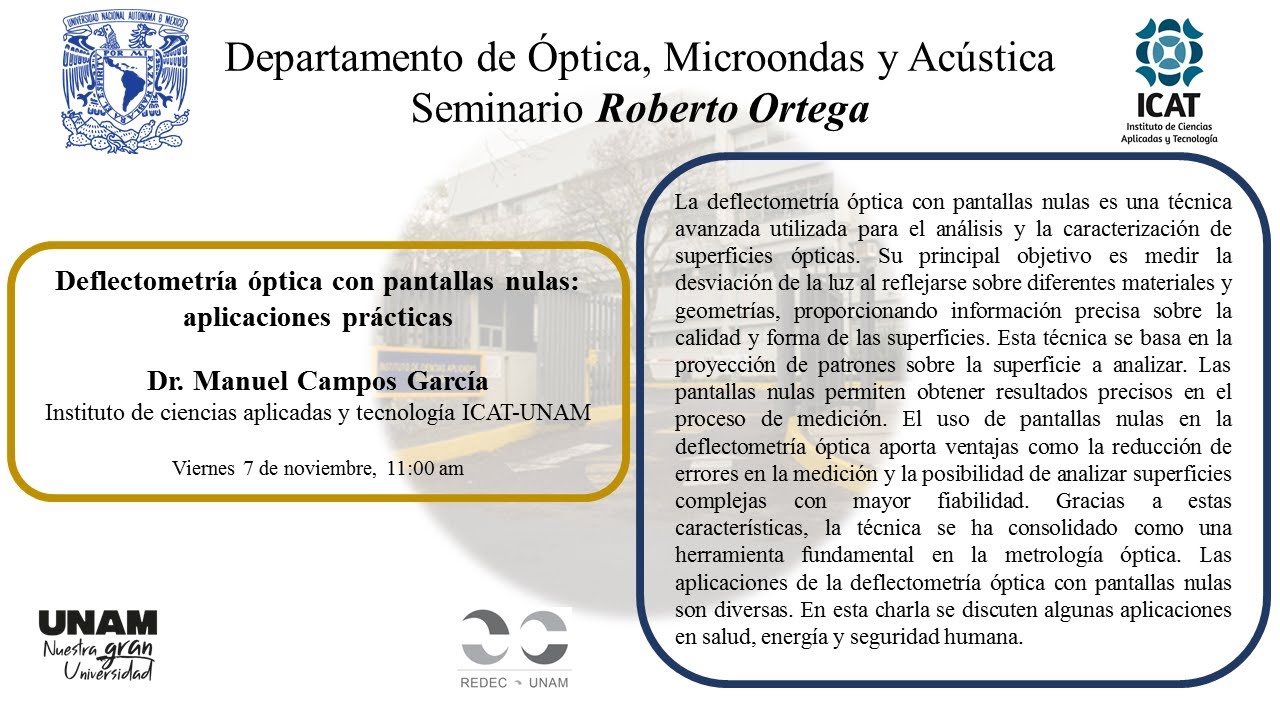 Deflectometría óptica con pantallas nulas: aplicaciones prácticas