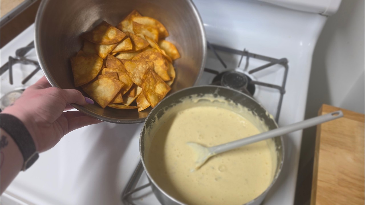 HOMEMADE CRISPY Chips with the BEST White Cheese Dip!