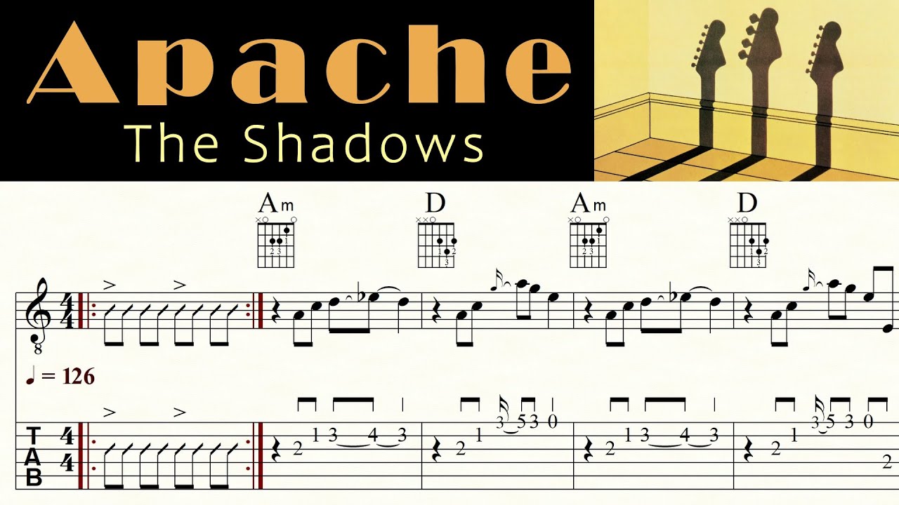 APACHE | THE SHADOWS | Complete | Acoustic Guitar Lesson | Sheet Music & TAB | Chords & Melody