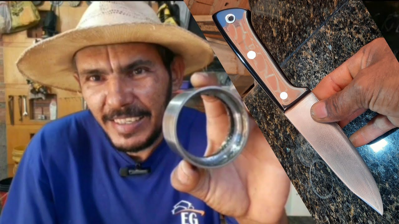 Faca feita do início de capa de rolamento com cabo de pvc!!!