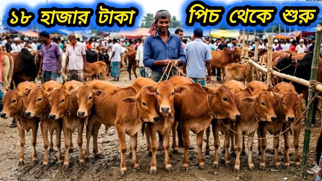 ০৬/০৩/২৬/ দেশি বকনা বাছুর গরু ১৮ হাজার টাকা পিচ থেকে শুরু রানিগঞ্জ গরুর হাট থেকে #cow #গরুর_হাট 