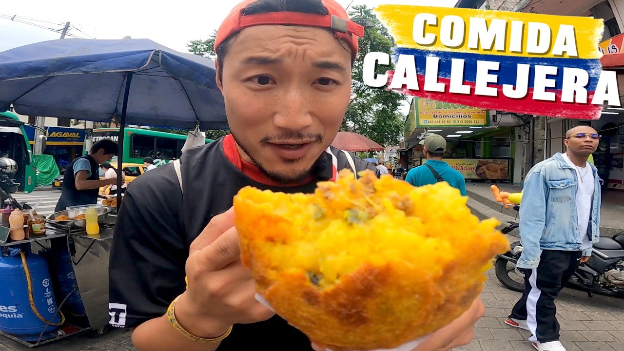 Probando COMIDA CALLEJERA COLOMBIANA en Medell&iacute;n! 🇨🇴 | Japon&eacute;s reacciona a comida colombiana
