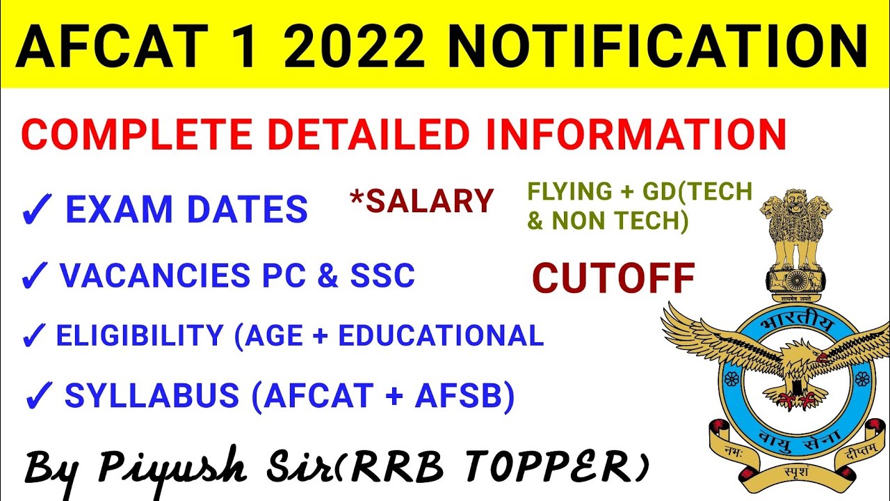 afcat 1 2022 notification/afcat 1 2022 eligibility/afcat 1 2022 age limit/afcat syllabus
