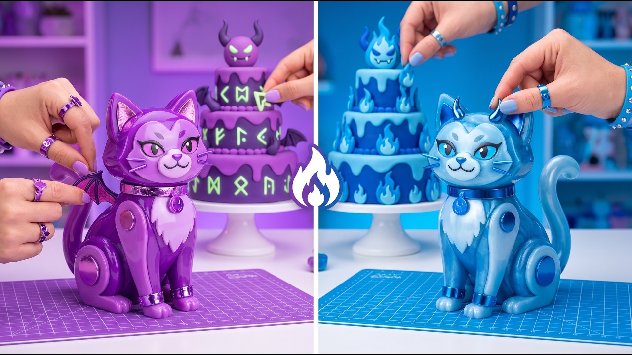 Purple vs Blue ASMR 🎧😳 K-Pop Demon Hunters DIY Craft Challenge