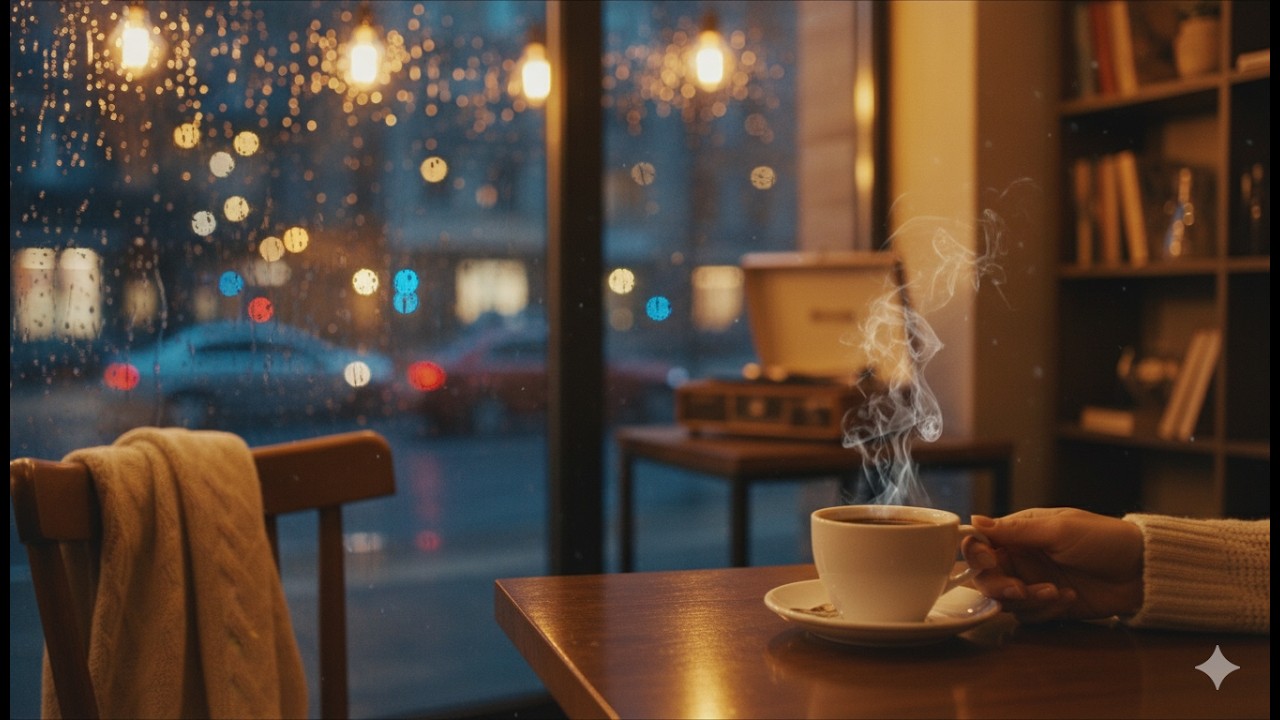 Rainy Café Jazz ☕ Relaxing Music for Study, Work & Cozy Evening Ambience (4K Rain Sounds)