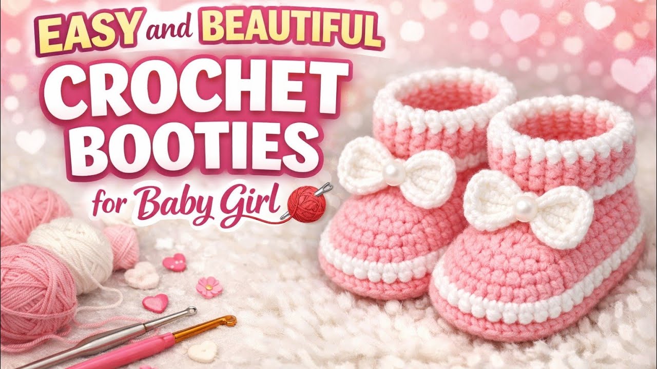 Easy and Beautiful Crochet Booties for Baby Girl 🧶 | Step by Step for Beginners.welcome in live 🧶